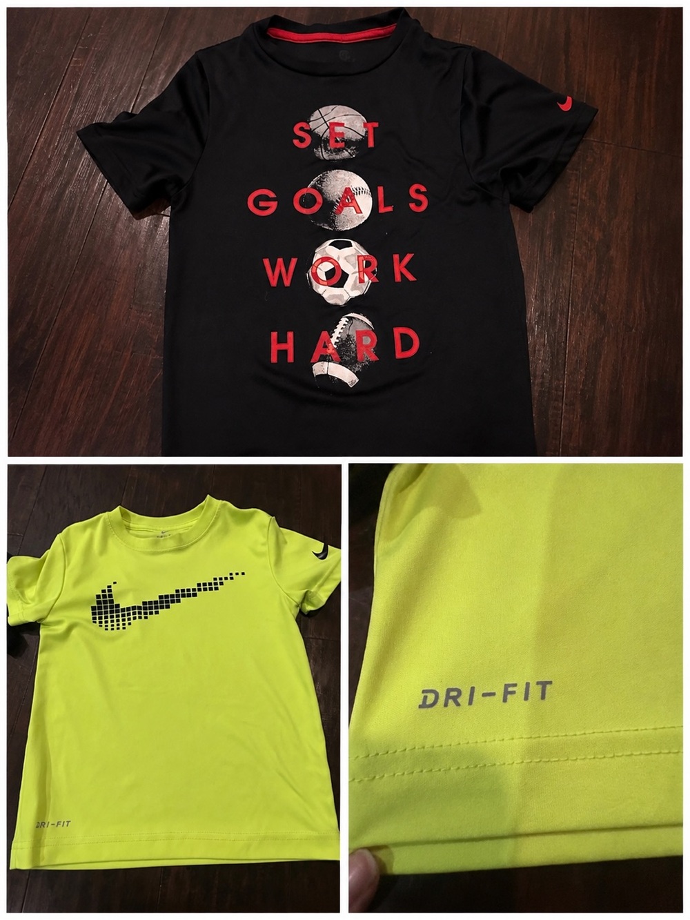 Nike Kids' Dri-FIT Short-Sleeve Soccer Graphic Tee Black & Volt + Champion 5-6-7